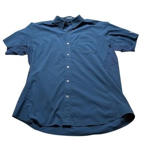Kuhl Mens Large Blue Short Sleeve Button Down Performance Hiking Shirt Mesh Side